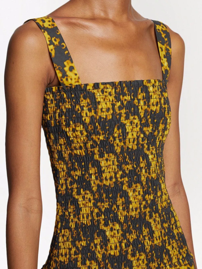 Shop Proenza Schouler White Label Sunflower Smocked Dress In Yellow