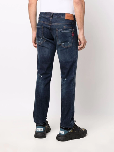 Shop Philipp Plein Super-straight Mid-rise Jeans In Blau