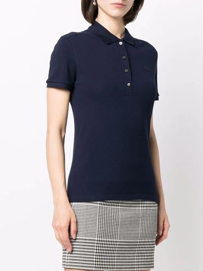 Shop Lacoste Chest Logo-patch Polo Top In Blau