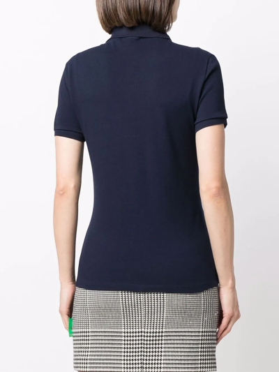 Shop Lacoste Chest Logo-patch Polo Top In Blau