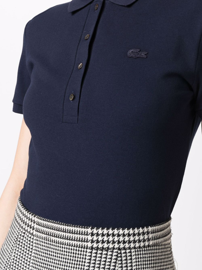 Shop Lacoste Chest Logo-patch Polo Top In Blau