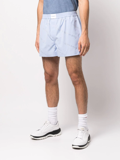 Shop Alexander Wang Logo-print Boxer Shorts In Blau