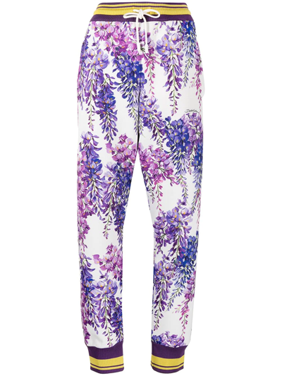 Shop Dolce & Gabbana Floral-print Joggers In Weiss