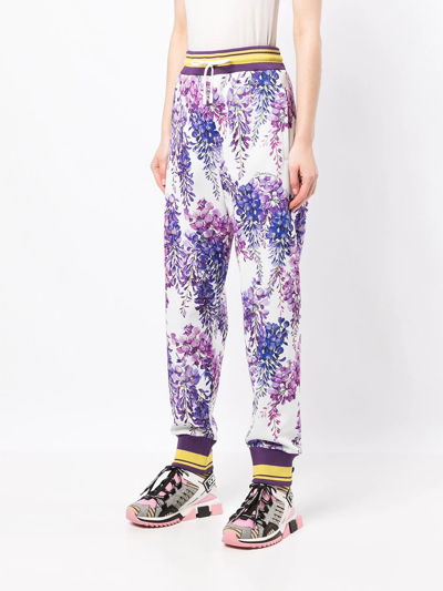 Shop Dolce & Gabbana Floral-print Joggers In Weiss