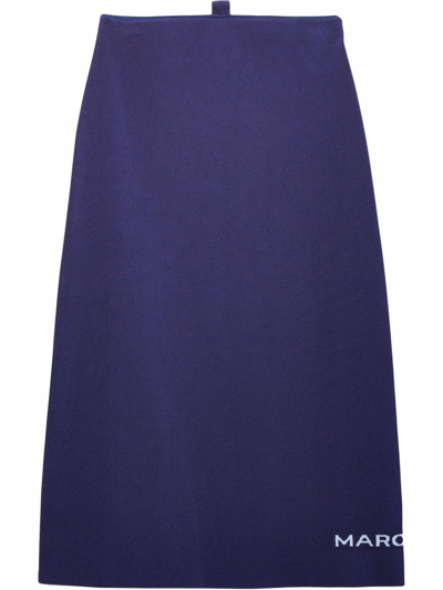 Shop Marc Jacobs The Tube Logo-intarsia Midi Skirt In Blau