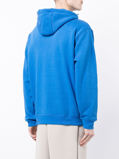 Shop Fila Logo-print Long-sleeved Hoodie In Blau
