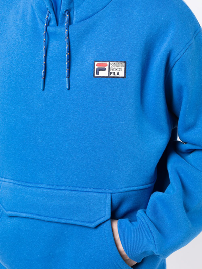 Shop Fila Logo-print Long-sleeved Hoodie In Blau