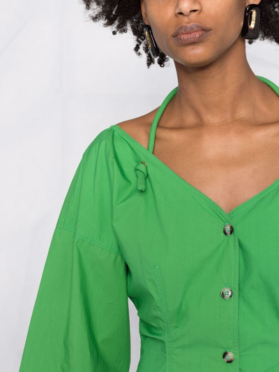 Shop Nanushka Long-sleeve Button-fastening Dress In Grün