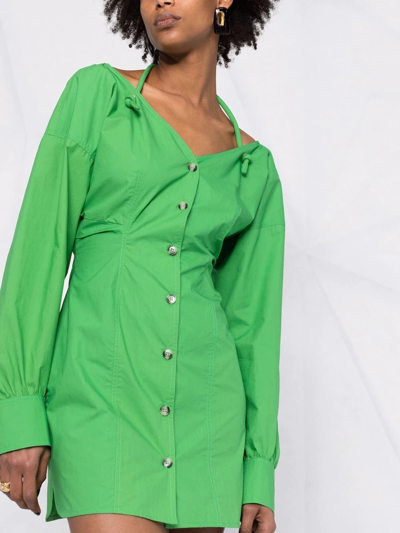 Shop Nanushka Long-sleeve Button-fastening Dress In Grün