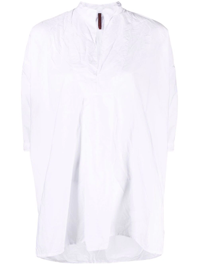 Shop Daniela Gregis Crinkled Three-quarter Lenght Blouse In Weiss