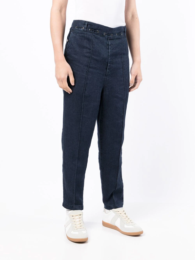 Shop Rito Structure Cropped Linen Jeans In Blau