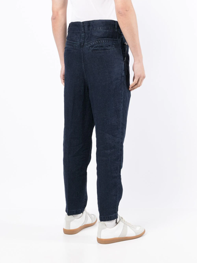 Shop Rito Structure Cropped Linen Jeans In Blau