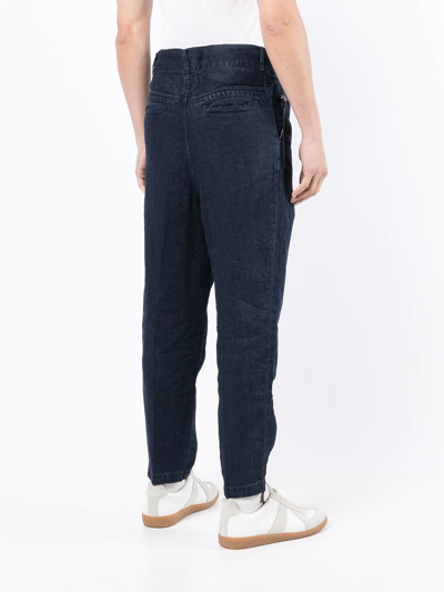 Rito Structure Cropped Linen Jeans In Blau