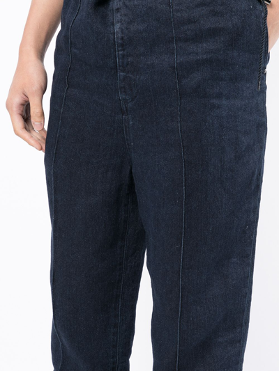 Rito Structure Cropped Linen Jeans In Blau