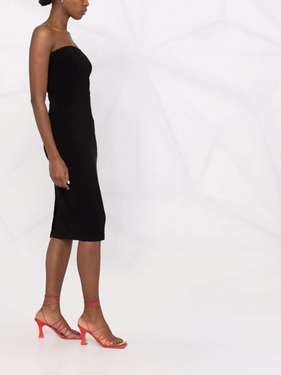 Norma Kamali Strapless Knee-length Fitted Dress In Black