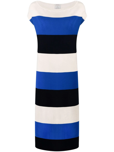 Shop Woolrich Midi-length Striped Dress In Blue