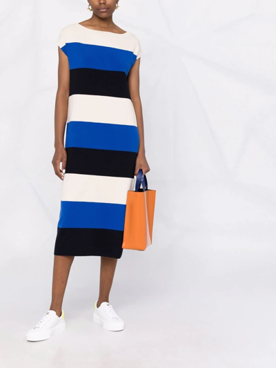 Shop Woolrich Midi-length Striped Dress In Blue