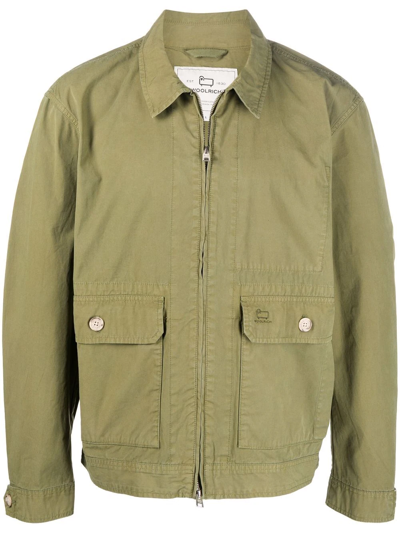 Shop Woolrich Zip-up Bomber Jacket In Green
