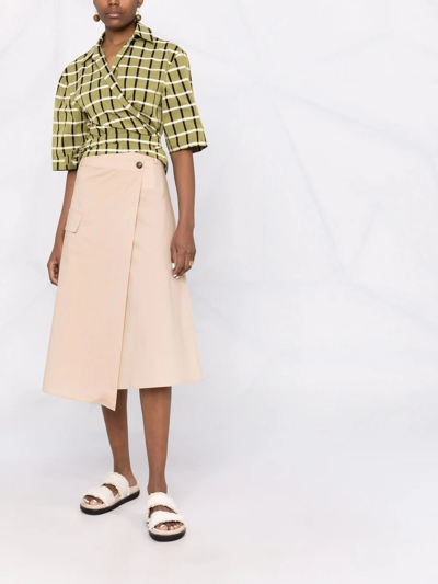 Shop Woolrich Poplin A-line Midi Skirt In Neutrals