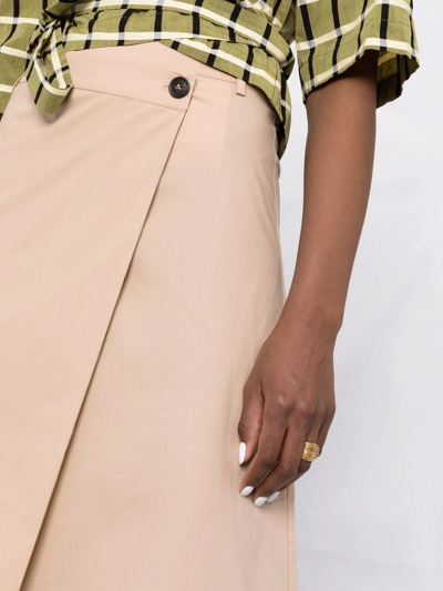 Shop Woolrich Poplin A-line Midi Skirt In Neutrals