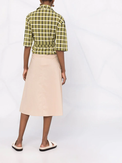 Shop Woolrich Poplin A-line Midi Skirt In Neutrals