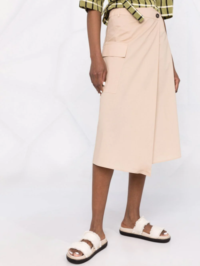 Shop Woolrich Poplin A-line Midi Skirt In Neutrals