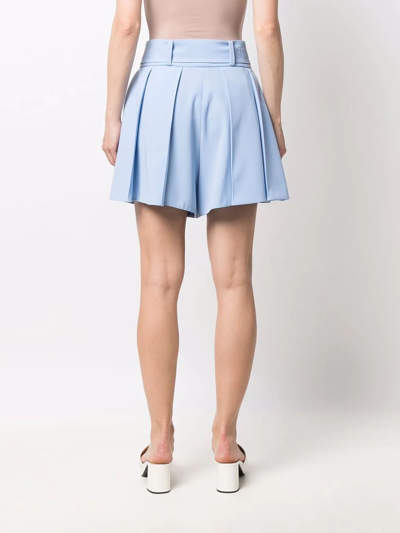 Shop Patou Pleated Belted Shorts In Blau