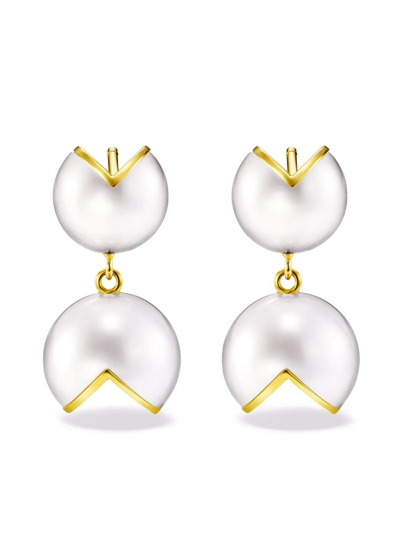 Shop Tasaki 18kt Yellow Gold M/g  Wedge Freshwater Pearl Earrings