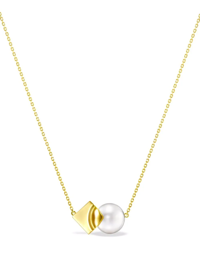 Shop Tasaki 18kt Yellow Gold M/g  Square Leaf Pearl Pendant