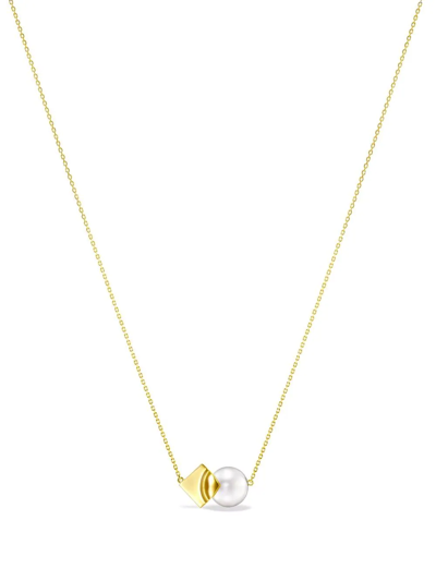 Shop Tasaki 18kt Yellow Gold M/g  Square Leaf Pearl Pendant