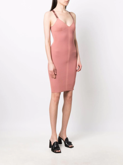 Shop Off-white Logo-strap Mini Dress In Rosa
