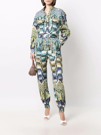 Chufy Patterned Belted Jumpsuit In Grün