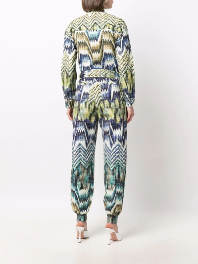 Chufy Patterned Belted Jumpsuit In Grün