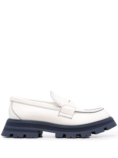 Shop Alexander Mcqueen Wander Chunky Lug Loafers In Weiss