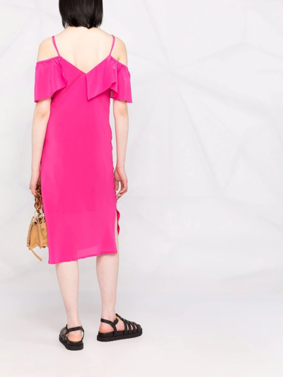 Gold Hawk Dress With Rouches In Rosa