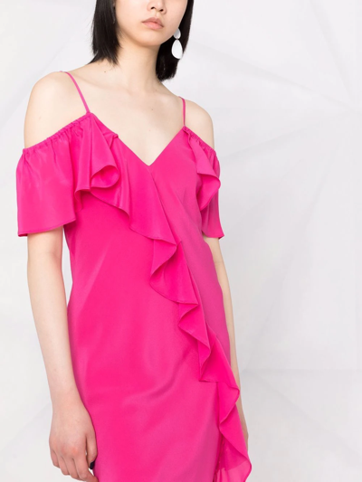 Gold Hawk Dress With Rouches In Rosa