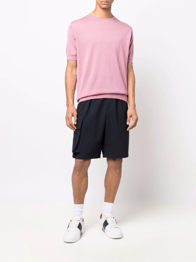 Shop John Smedley Fine-knit Short-sleeve T-shirt In Rosa