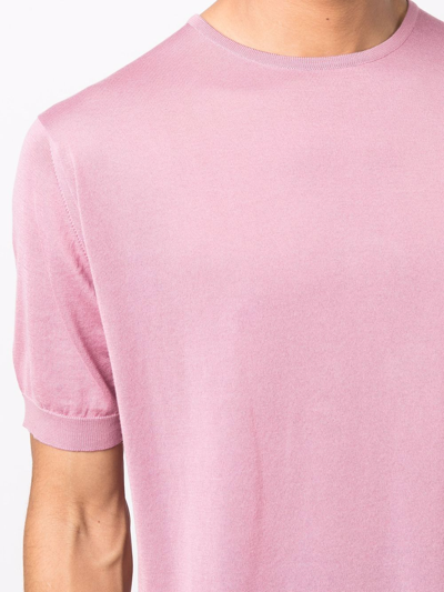 Shop John Smedley Fine-knit Short-sleeve T-shirt In Rosa