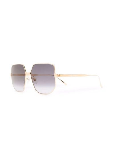 Shop Cartier Geometric-frame Gradient-lense Sunglasses In Gold