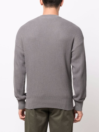 Shop Emporio Armani Two-tone Geometri Sweater In Grau