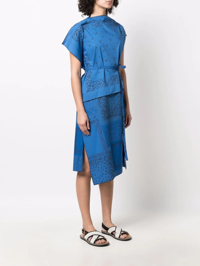 Shop Kenzo Bandana-print Asymmetric Dress In Blau