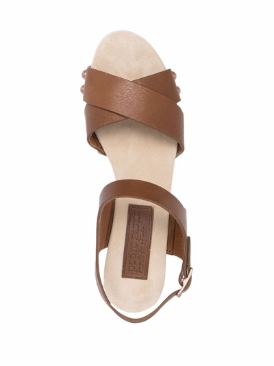 Shop Pedro Garcia Dunia Leather Clog Sandals In Braun