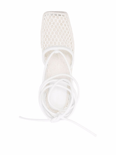 Shop Bottega Veneta 80mm Mesh-detail Wedge Sandals In Weiss