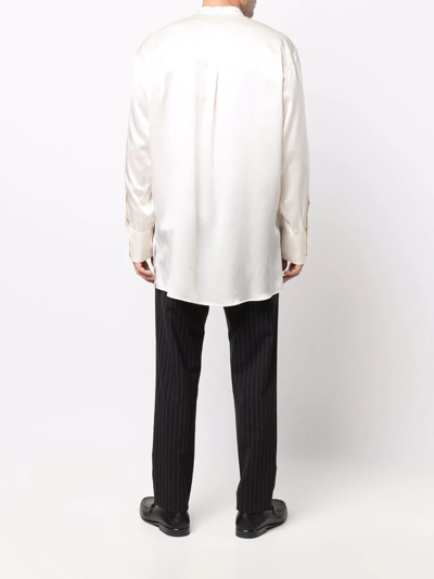 Dolce & Gabbana Oversized Shirt In Stretch Silk Charmeuse In Weiss