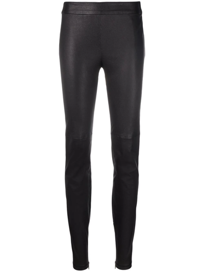 Givenchy Polished-finish Zip-detail Trousers In Schwarz