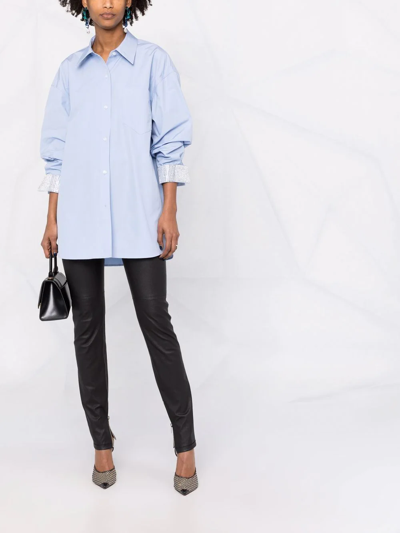 Givenchy Polished-finish Zip-detail Trousers In Schwarz