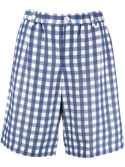 Shop Jacquemus Check Bermuda Shorts In Blau