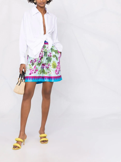Shop Dolce & Gabbana Floral Print High-waisted Shorts In Blau