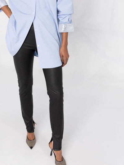 Givenchy Polished-finish Zip-detail Trousers In Schwarz