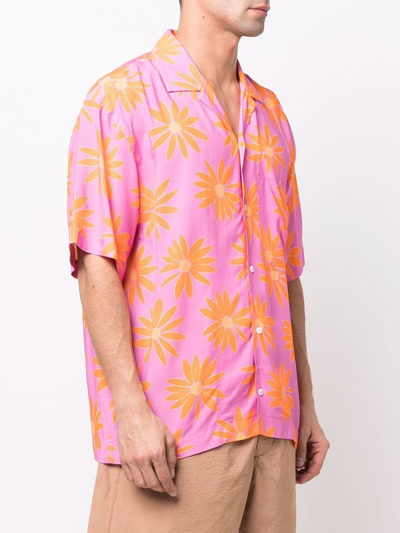 Shop Jacquemus Floral-print Short-sleeve Shirt In Rosa